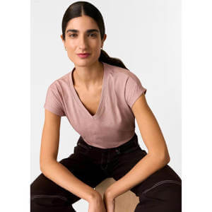 Whistles Dusty Pink Willa V Neck Cap Sleeve Tee